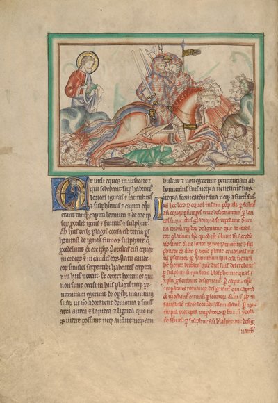 De ruiters op vuurspuwende paarden door Unknown artist