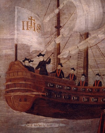 De Jezuïeten arriveren per schip voor de kust van Nieuw-Granada door Unknown artist