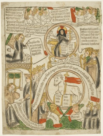 Het Lam Ontvangt het Verzegelde Boek, folio C uit De Apocalyps door Unknown artist