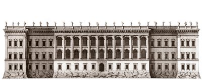 Het Louvre in Parijs, project van Gian Lorenzo Bernini: elevatie van de hoofdgevel aan de Tuileries - Uit 