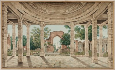 De Moskee van Delhi en de IJzeren Pilaar door Unknown artist