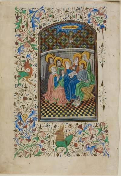 Het Pinksterfeest, uit een getijdenboek door Unknown artist