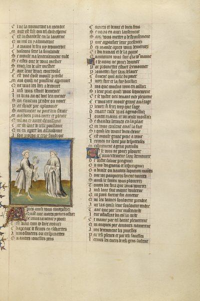 De personificatie van vriendschap geeft een krans en zakken goud als aalmoes aan de minnaar door Unknown artist