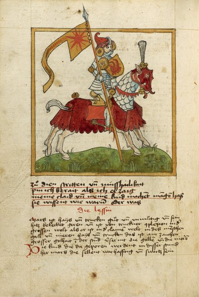 De planeet Mars als een gepantserde ridder te paard door Unknown artist