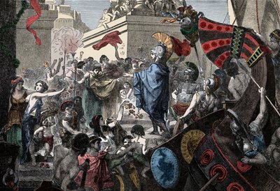 De terugkeer van Alcibiades naar Athene door Unknown artist