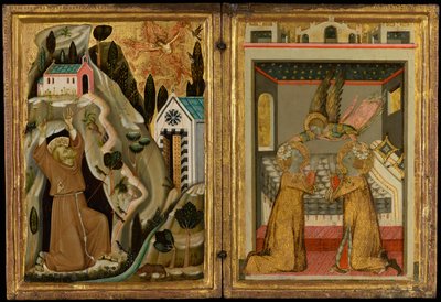 De stigmatisering van Sint Franciscus en de kroning van de heiligen Cecilia en Valeriaan door Unknown artist