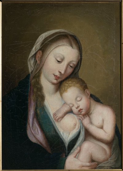 De Maagd en het Kind slapend op haar schouder. 18e eeuw (olie op doek) door Unknown artist