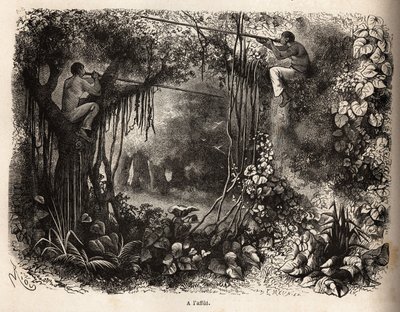 De Yahua-indianen van Peru op de uitkijk voor wild door Unknown artist