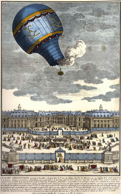 De aerostatische bol gebouwd in Versailles in 1783 door Unknown artist