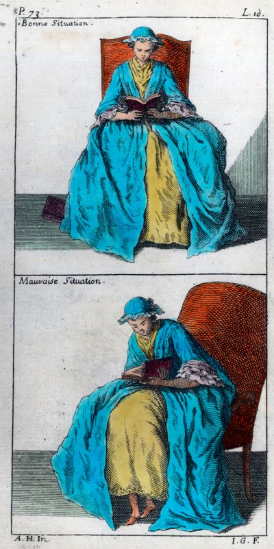 De kunst om misvormingen bij kinderen te voorkomen en te corrigeren: goede en slechte houding bij het lezen door Unknown artist