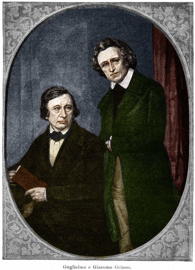 De broers Jakob (1785-1863) en Wilhelm (1786-1859) Grimm, Duitse schrijvers. door Unknown artist