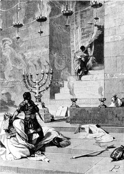 De verovering van Jeruzalem door Titus rond 80 AD. 19e-eeuwse gravure door Unknown artist