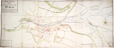 De stad en voorsteden van Dublin van Kilmainham tot Rings-End, waarin de rivieren, straten, steegjes, kerken, poorten enz. nauwkeurig zijn beschreven 15e No. 1673 door Unknown artist