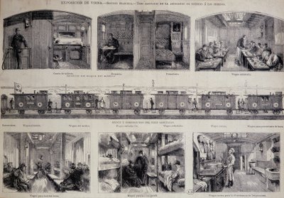 De verschillende compartimenten van een sanitair trein door Unknown artist