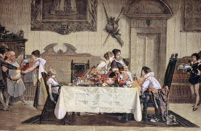 De eerstgeboren mannelijke nakomeling, de vroedvrouw toont de pasgeboren zoon aan de andere familieleden door Unknown artist