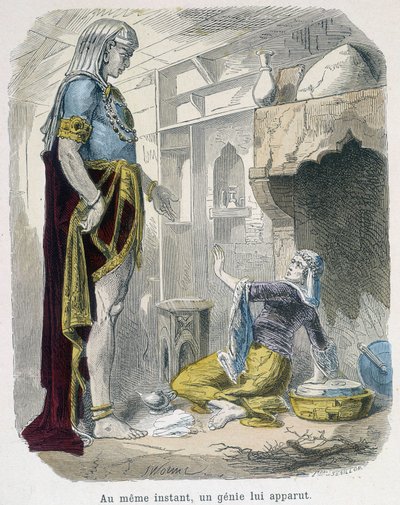De geest uit de lamp - in "De duizend-en-een-nacht" door Bondet, ed. Guerin door Unknown artist