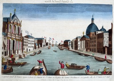 Het grote kanaal van Venetië. Rechts: het klooster van Santa Claire en de kerk van Carmes Deschaussés. Links: kerk van St. Simon en St. Jude. door Unknown artist