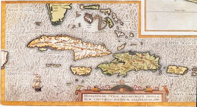 De eilanden van de Grote Antillen en de Kleine Antillen in de Caribische Zee (kaart) door Unknown artist