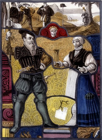 De legende van Willem Tell. Gravure uit Zwitsers glas-in-lood, eind 16e eeuw. door Unknown artist