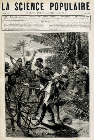 De martelaren van de geografische wetenschap: de dood van kapitein Cook. Omslag 
