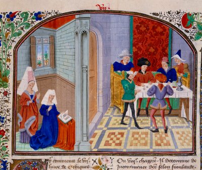 Het miniatuurspel uit het manuscript 