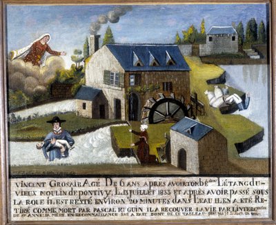 Het wonder van het kind Vincent Grosair, gered van verdrinking door Sainte Anne, 13 juli door Unknown artist