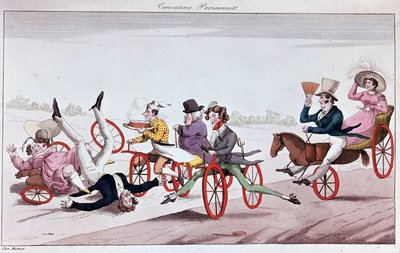 De genoegens en ongemakken van velocipedes en oriferische paarden door Unknown artist
