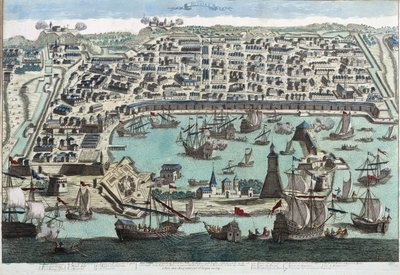 De haven van Messina - 18e-eeuwse gravure door Unknown artist
