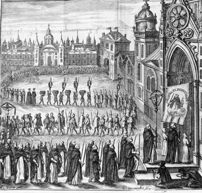 De processie van de Inquisitie gaat naar het Tribunaal. Spanje. 17e eeuw door Unknown artist