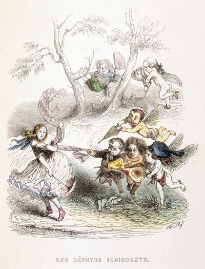 De nieuwsgierige zefieren - gravure door Unknown artist