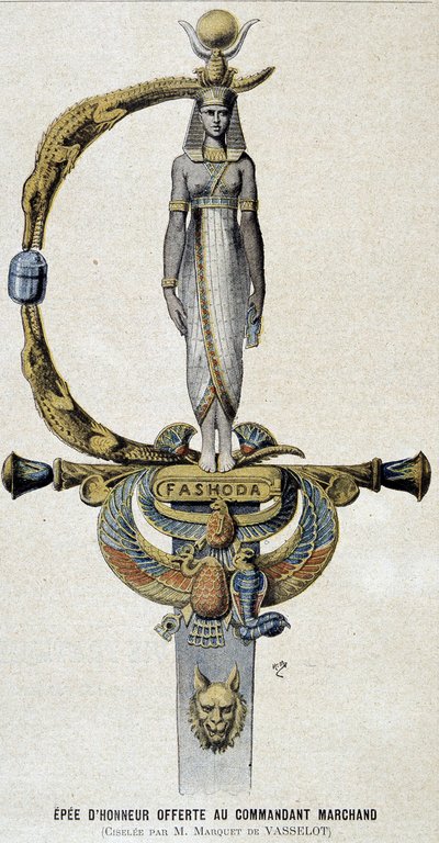 Het erezwaard aangeboden aan Commandant Marchand - in Le petit Journal van 28/05/1899 door Unknown artist