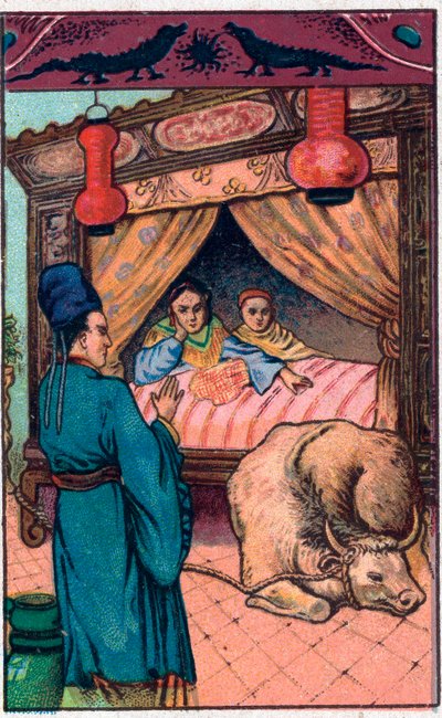 Het verschrikkelijke zwijn. Chinees verhaal. Chromolithografie uit het einde van de 19e eeuw. door Unknown artist