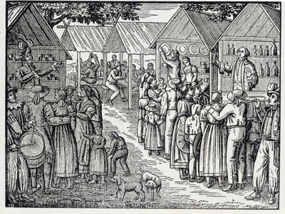 De twee charlatans - van een houtsnede door Unknown artist