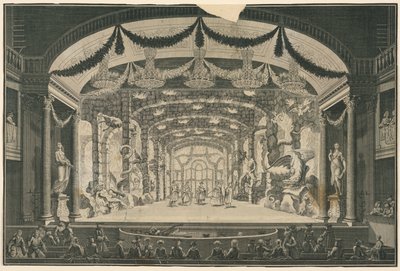 Theaterinterieur met voorstelling door Unknown artist
