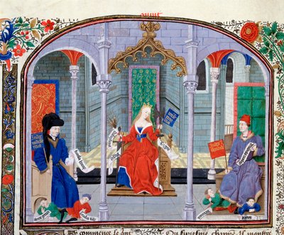 Theorie van gerechtigheid. Miniatuur uit het manuscript 