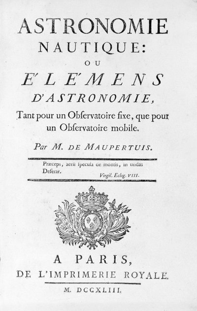 Titelpagina van Nautische Astronomie: of Elementen van Astronomie door M. de Maupertuis. 1743 door Unknown artist
