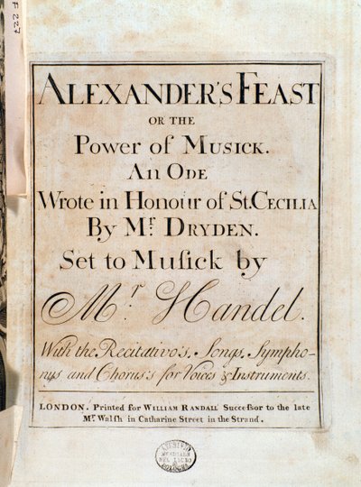 Titelpagina van muzikale partituur van Alexander