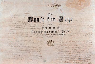 Titelpagina van muzikale partituur van De Kunst van de Fuga, door Johann Sebastian Bach door Unknown artist