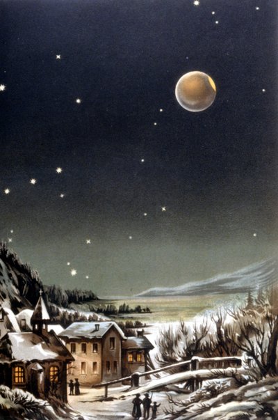 Totale maansverduistering. Illustratie uit de 19e eeuw door Unknown artist