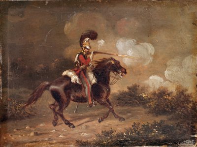 Ruiter van de 1e Life Guards die een karabijn afvuurt door Unknown artist