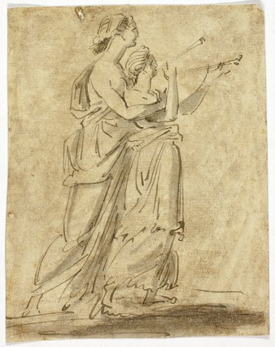 Twee klassieke vrouwenfiguren door Unknown artist