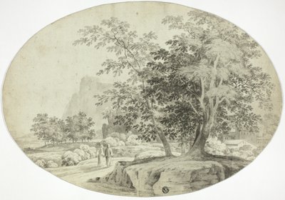 Twee pelgrims op een bosweg door Unknown artist