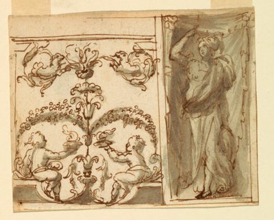 Twee projecten voor geschilderde decoraties van panelen door Unknown artist