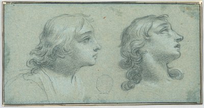 Twee aanzichten van het hoofd van een jongeling door Unknown artist