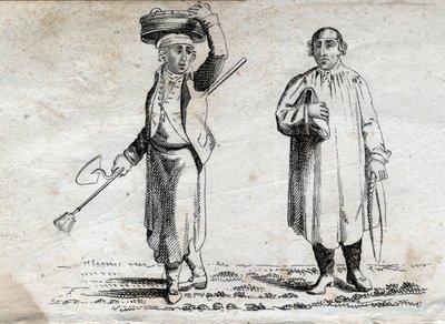 Twee boeren, gravure eind 18e eeuw, privécollectie. door Unknown artist