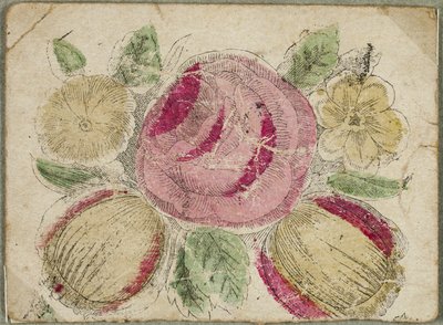 Valentijn zonder titel (Roze en gele bloemen) door Unknown artist