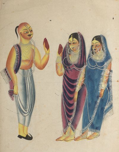 Vaishnava Toegewijde met Twee Vrouwen door Unknown artist