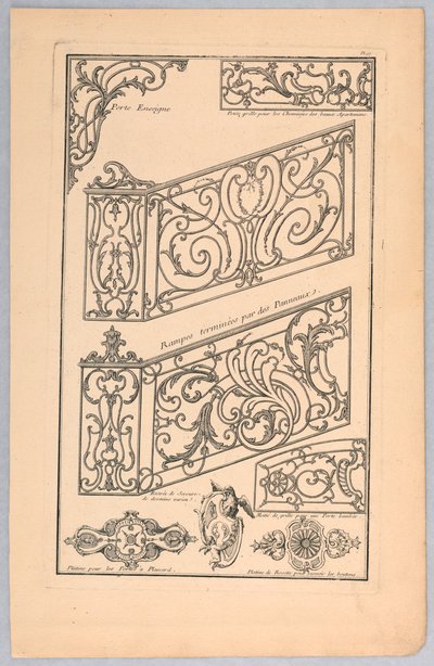 Verschillende Ontwerpen voor Decoratief Metaalwerk door Unknown artist