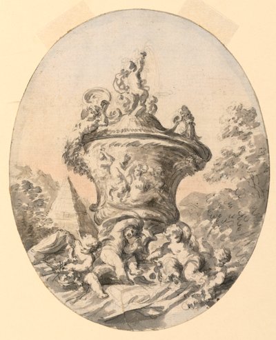 Vaas in Landschap door Unknown artist