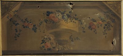 Vaas met bloemen in een nis door Unknown artist